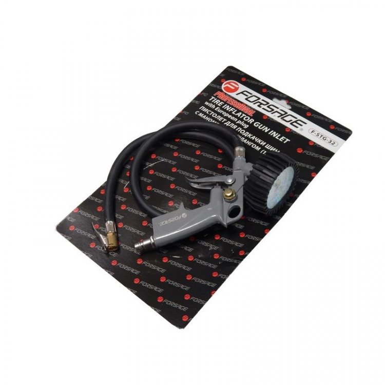 Пистолет для подкачки шин с аналоговым манометром и шлангом 1м (0-16bar),в блистере