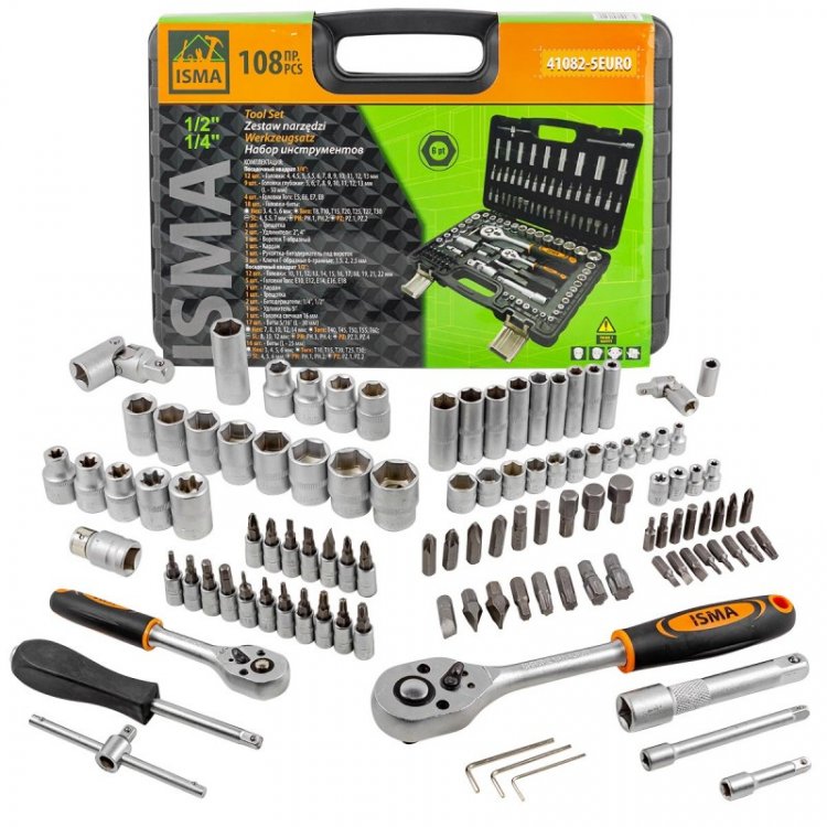 Набор инструментов 108пр. 1/4", 1/2" (6гр.) Набор инструментов 108пр. 1/4", 1/2" (6гр.)