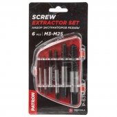 Набор экстракторов резьбы  HSS 4241,6пр.(М3-М25; Ø:3-6мм, 6-8мм, 8-11мм, 11-14мм, 14-18мм, 18-22мм; "мелкий шаг"), в пластиковом футляре