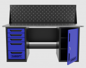 Верстак двухтумбовый дверь/5 ящиков с экраном, синий 1800*700 Garopt, GT1800DY5PP.blue
