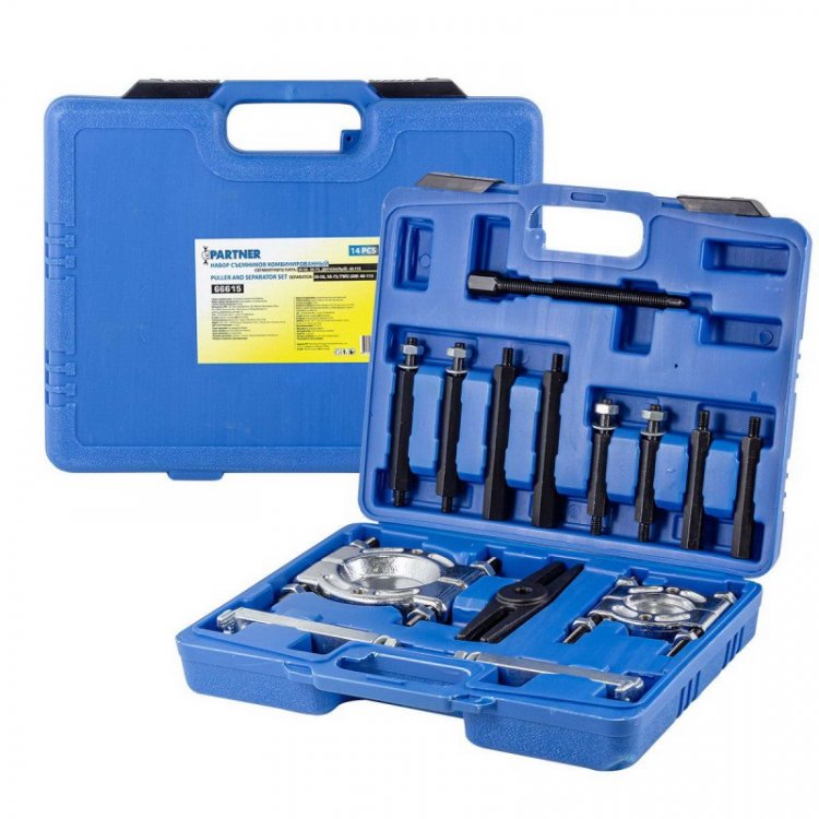 Набор съемников комбинированный (сегментного типа: 30-50мм, 50-75мм ;двухлапый 120мм)14пр., в кейсе