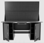 Верстак двухтумбовый с двумя экранами и ящиком, серый 1800*700 Garopt, GT1800DDY1PP2.grey Верстак двухтумбовый с двумя экранами и ящиком, серый 1800*700 Garopt, GT1800DDY1PP2.grey