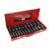 Набор головок ударных комбинированный 33пр.,1/2" (L-38мм: 8-24,27,30,32мм; L-78мм:10,12-15,17,19,21,22,24,27,30,32мм), в металлическом кейсе