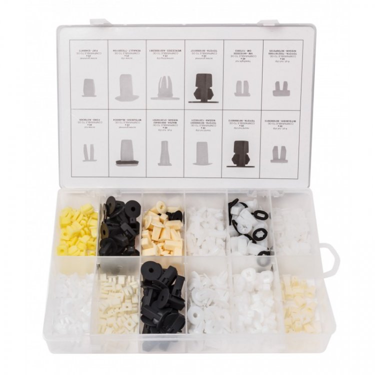 Набор пластиковых крепежей универсальных 350 пр., пластиковом органайзере