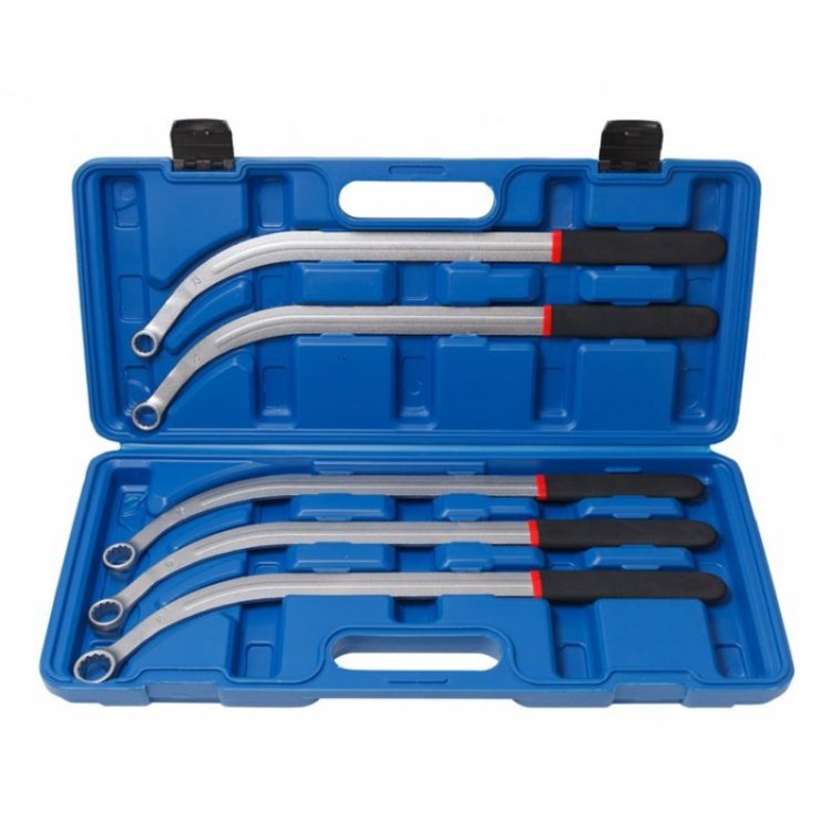 Набор ключей накидных удлиненных изогнутых(L-470мм; 13,15, 16, 17, 19мм) 5пр., в кейсе
