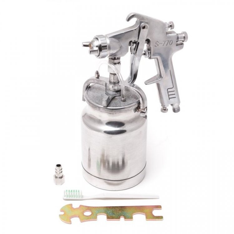 Краскораспылитель с нижним металлическим бачком (1000мл, 1,8мм, 5 bar, 113-141 л/мин, присоед. резьба 1/4") Краскораспылитель с нижним металлическим бачком (1000мл, 1,8мм, 5 bar, 113-141 л/мин, присоед. резьба 1/4")