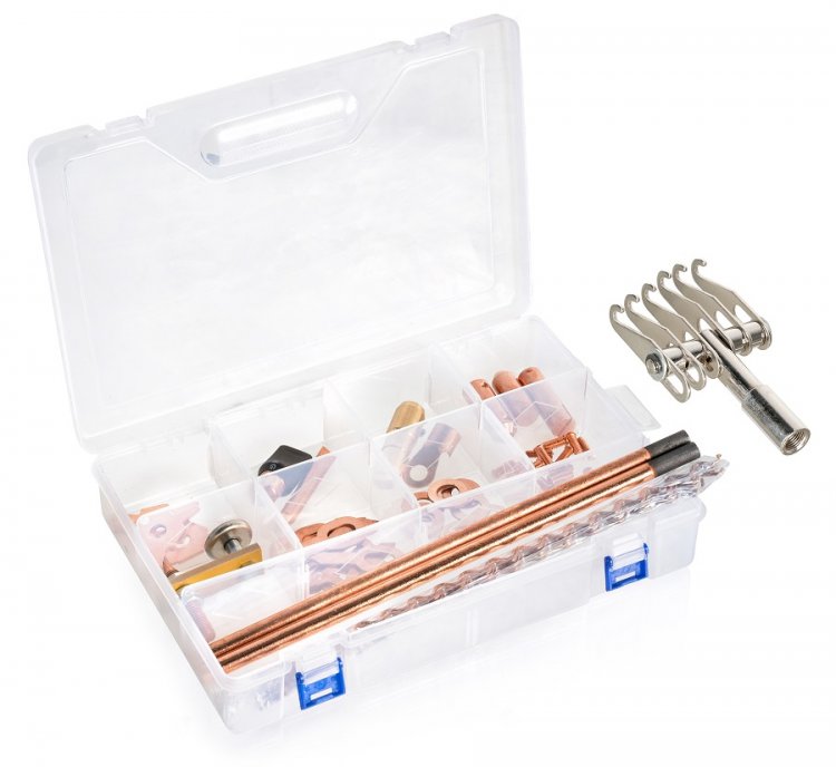 Комплект сварочных аксессуаров для аппаратов точечной сварки, в кейсе Комплект сварочных аксессуаров для аппаратов точечной сварки, в кейсе