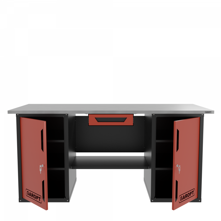 Верстак двухтумбовый с ящиком, красный 1800*700 Garopt, GT1800DDY1.red