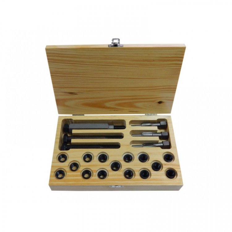 Набор метчиков и футорок для восстановления резьбы свечей накаливания 21пр. (M12x1.25-15шт)