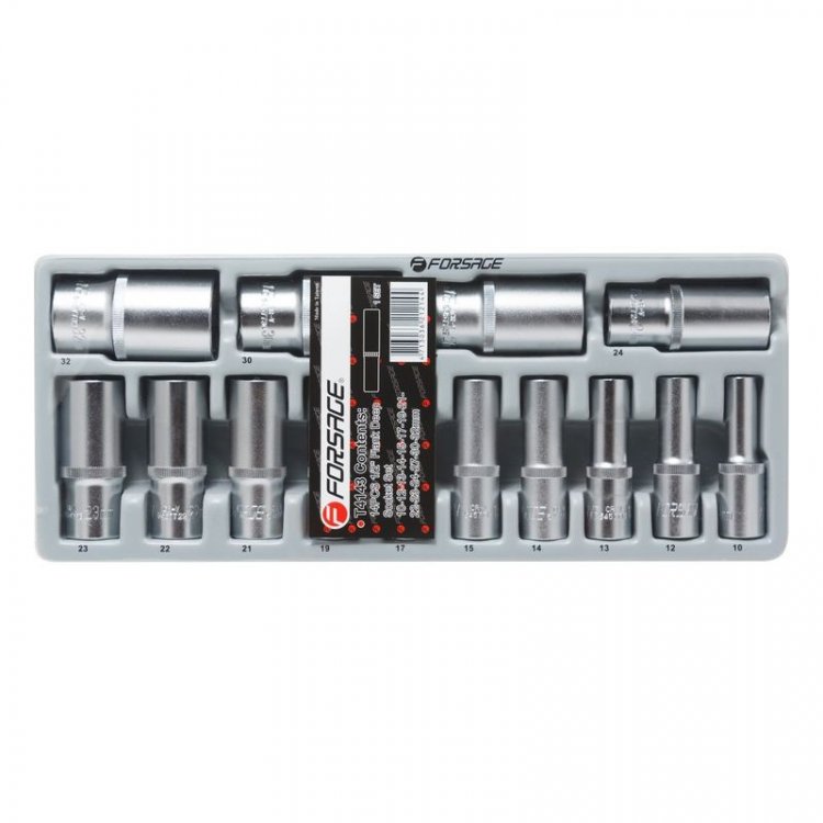 Набор головок глубоких 14пр.1/2" (10,12-15,17,19,21-24,27,30,32мм) в лотке Набор головок глубоких 14пр.1/2" (10,12-15,17,19,21-24,27,30,32мм) в лотке
