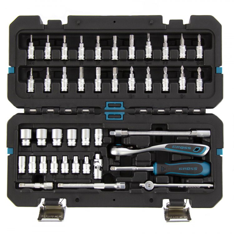 Набор инструментов, 1/4", CrV, 120 зубьев, 42 предмета// Gross