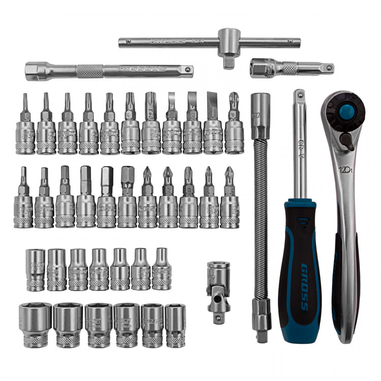 Набор инструментов, 1/4", CrV, 120 зубьев, 42 предмета// Gross