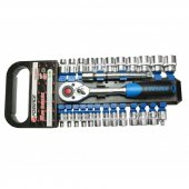 Набор головок с трещоткой 25пр. 1/4" & 3/8" (12гр.)(4,5-19мм),в пластиковом держателе