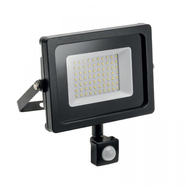 Прожектор светодиодный iNEXT с датчиком движения, 10W, 800lm, AC180-260V, 50/60 Hz, IP65, 120град, 6400K, черный корпус