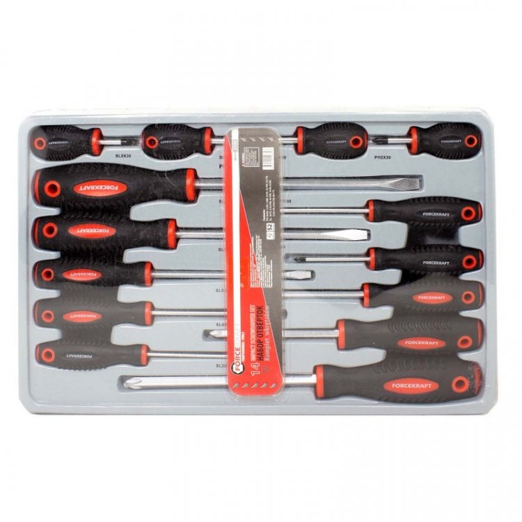 Набор отверток магнитных "Profi" S2, 14пр.(PH:0x60, 1x30, 1x80, 2x30, 2х100,3х150мм; SL:3x75, 3.5x100, 4x100, 5x30, 6x30, 5.5х125, 6.5х150, 8х175мм)в