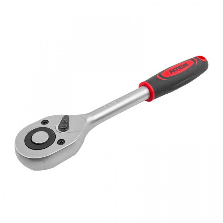 Трещотка реверсивная с резиновой ручкой 1/2"(L-250мм, 24зуб.),на пластиковом держателе Трещотка реверсивная с резиновой ручкой 1/2"(L-250мм, 24зуб.),на пластиковом держателе