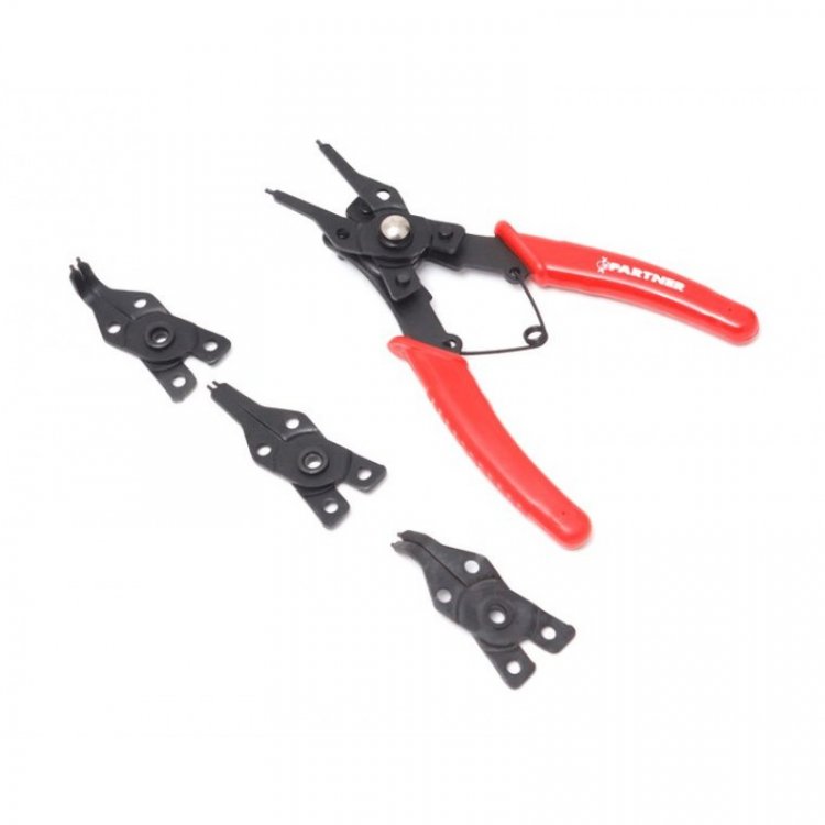 Съемник внутренних и внешних стопорных колец со сменными "губками", 5пр. (L-155мм), в блистере