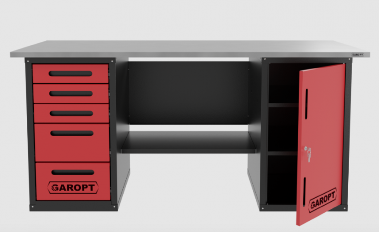 Верстак двухтумбовый дверь/5 ящиков, красный 1800*700 Garopt, GT1800DY5.red Верстак двухтумбовый дверь/5 ящиков, красный 1800*700 Garopt, GT1800DY5.red