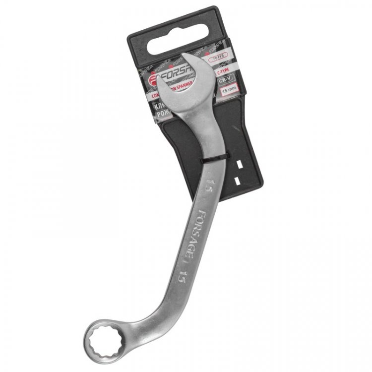 Ключ рожково-накидной С-образный 15мм на пластиковом держателе