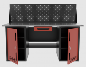 Верстак двухтумбовый с экраном и ящиком, красный 1800*700 Garopt, GT1800DDY1PP.red