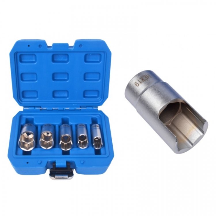 Набор головок разрезных, 3/8" 5пр. (12, 14, 17, 19, 22мм), в кейсе