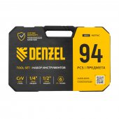 Набор инструментов, 1/2", 1/4", CrV, S2, пластиковый кейс, 94 предмета// Denzel Набор инструментов, 1/2", 1/4", CrV, S2, пластиковый кейс, 94 предмета// Denzel
