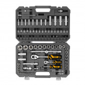 Набор инструментов, 1/2", 1/4", CrV, S2, пластиковый кейс, 94 предмета// Denzel