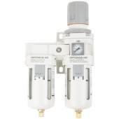 Блок подготовки воздуха 1/2" с влагоотделителем, регулятором и манометром Блок подготовки воздуха 1/2" с влагоотделителем, регулятором и манометром