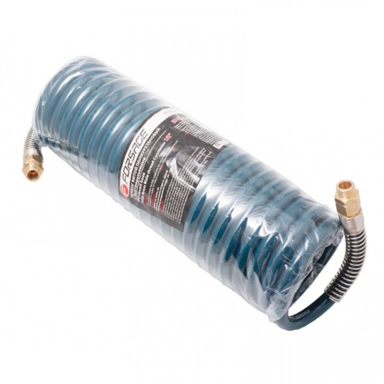 Шланг витой полиуретановый 12 х 18мм х 10м с резьбовыми наконечниками наруж. резьба 1/2" (латунь, максимальное давление - 15bar, рабочая температура о Шланг витой полиуретановый 12 х 18мм х 10м с резьбовыми наконечниками наруж. резьба 1/2" (латунь, максимальное давление - 15bar, рабочая температура о