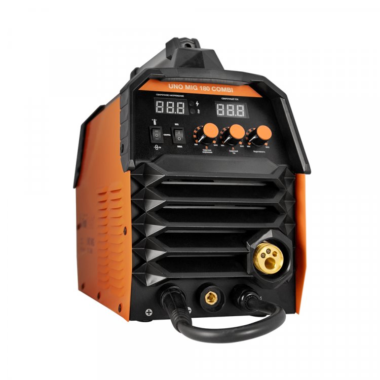 Сварочный полуавтомат UNO MIG 180 COMBI - Напряжение сети, В: 220, Номинальный ток потребления, А: 27,6, Сварочный ток (MIG/MMA), A: 40–180 / 20-140, Артикул: 6787 Сварочный полуавтомат UNO MIG 180 COMBI - Напряжение сети, В: 220, Номинальный ток потребления, А: 27,6, Сварочный ток (MIG/MMA), A: 40–180 / 20-140, Артикул: 6787
