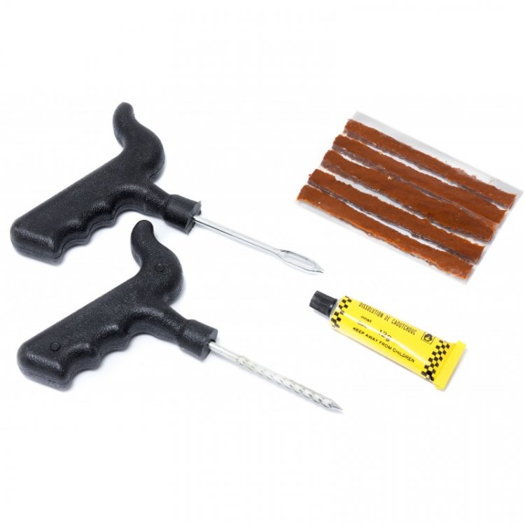 Набор инструментов для ремонта шин 8пр.(шило,протяжка,шнуры,клей), в блистере