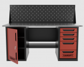 Верстак двухтумбовый дверь/5 ящиков с экраном, красный 1800*700 Garopt, GT1800DY5PP.red
