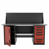 Верстак двухтумбовый дверь/5 ящиков с экраном, красный 1800*700 Garopt, GT1800DY5PP.red