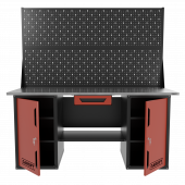 Верстак двухтумбовый с двумя экранами и ящиком, красный 1800*700 Garopt, GT1800DDY1PP2.red