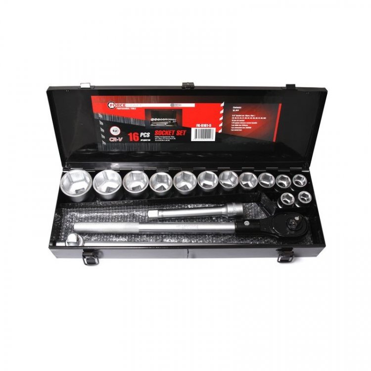 Набор инструментов 16пр. 3/4''6гр. (17,19,21,24,27,30,32,33,36,41,46,50), в кейсе