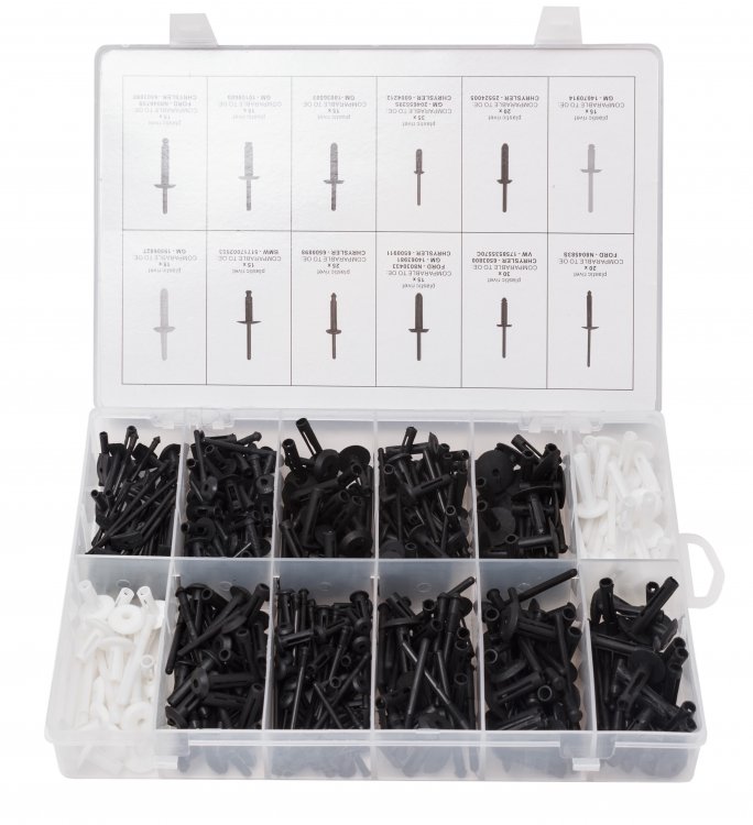 Набор пластиковых крепежей универсальных 235 пр., пластиковом органайзере
