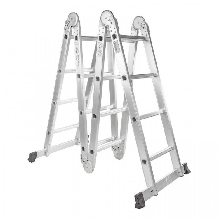 Лестница складная многофункциональная (4х4ступеньки, стремянка-228см, лестница-460см, max нагрузка 150кг, вес 13кг)
