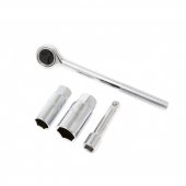 Набор инструментов для свечей зажигания 4 пр.(3/8", 16мм, 21мм, удлинитель-75мм, трещотка-180мм), в блистере Набор инструментов для свечей зажигания 4 пр.(3/8", 16мм, 21мм, удлинитель-75мм, трещотка-180мм), в блистере