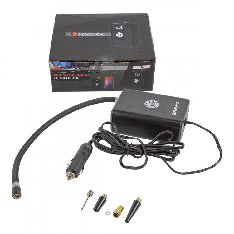 Компрессор поршневой автомобильный с цифровым манометром (25л/мин, 10А) F-025 12V