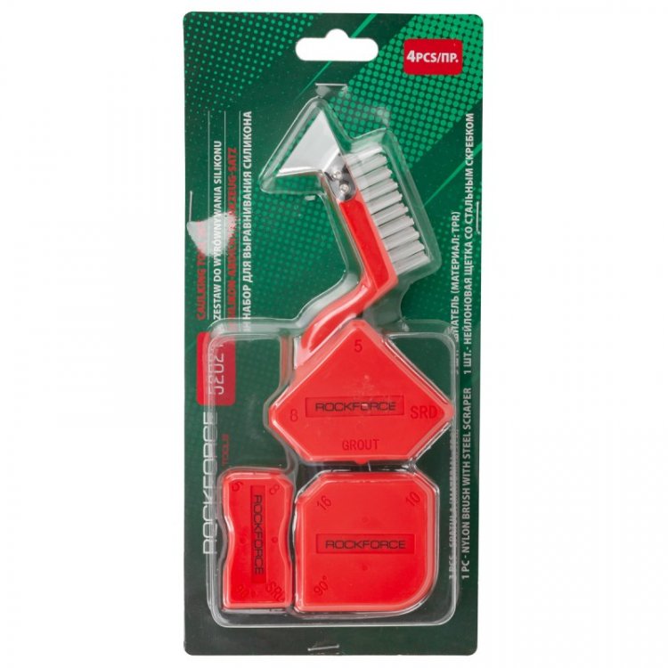 Набор шпателей с нейлоновой щеткой для выравнивания силикона 4пр, в блистере
