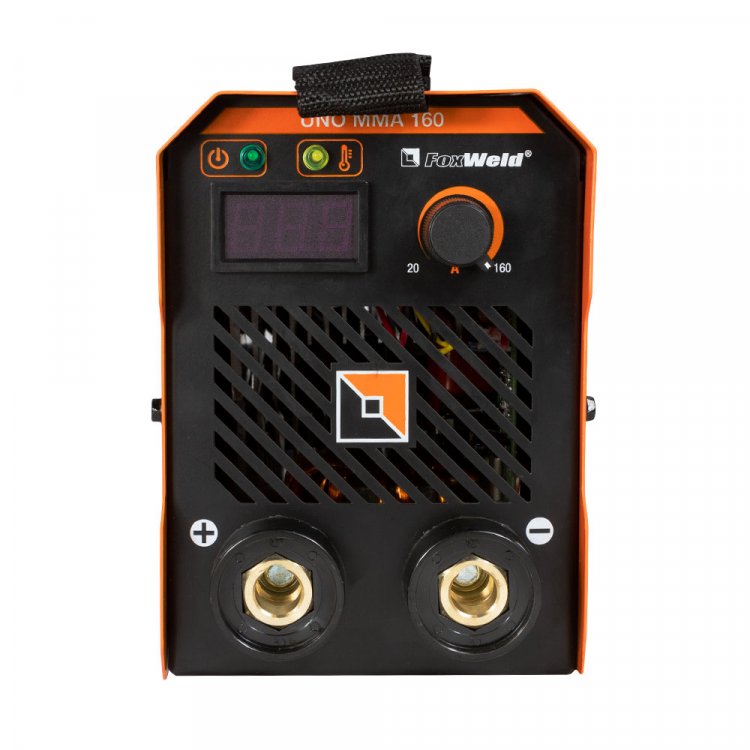 Сварочный аппарат UNO MMA 160 - Цифровой дисплей. Горячий старт, форсаж дуги, антизалипание. MMA, панельные розетки 35 мм2, напряжение питания: 220В±15%, Диапазон сварочного тока: 20-160А, ПВ: 100%, ремень для переноски, комплектация: кабели 3 м, эле Сварочный аппарат UNO MMA 160 - Цифровой дисплей. Горячий старт, форсаж дуги, антизалипание. MMA, панельные розетки 35 мм2, напряжение питания: 220В±15%, Диапазон сварочного тока: 20-160А, ПВ: 100%, ремень для переноски, комплектация: кабели 3 м, эле