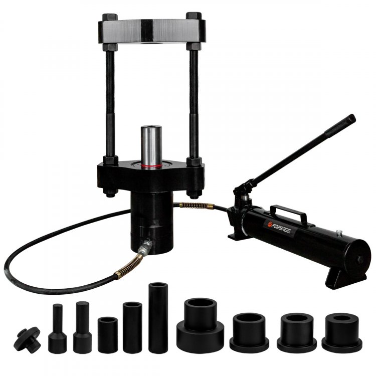 Выпресовщик шкворней гидравлический 75т(ход поршня-125мм,Ø шкворня-80мм,max ширина балки-187мм, масло 2.2л, t-10°+50°C)