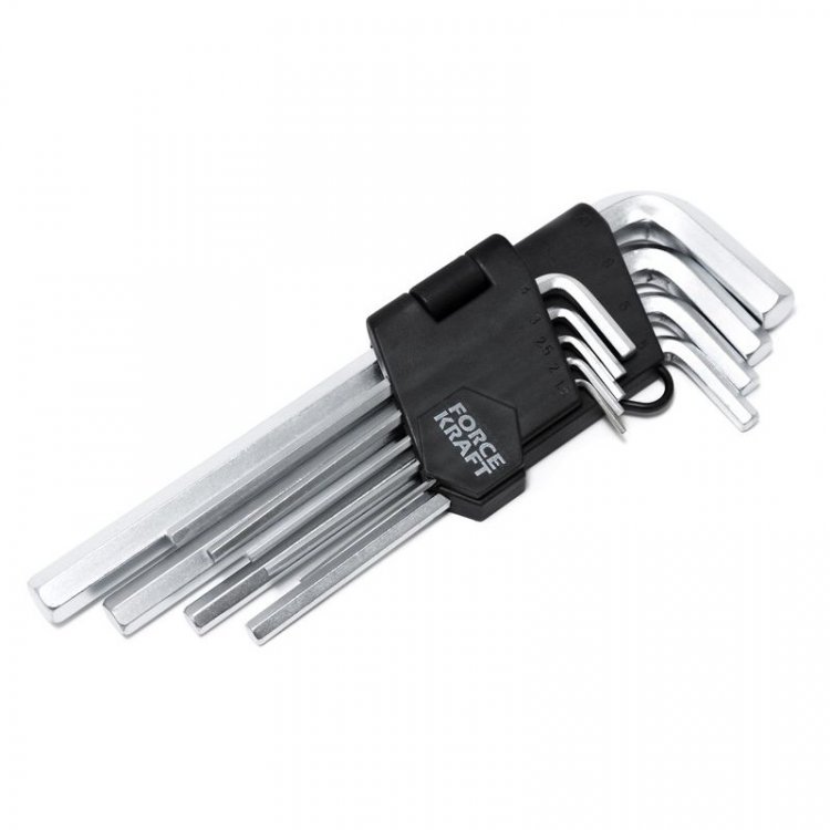 Набор ключей Г-образных 6-гранных CR-V, 9пр. (1.5,2,2.5,3-6,8,10мм), на пластиковом держателе