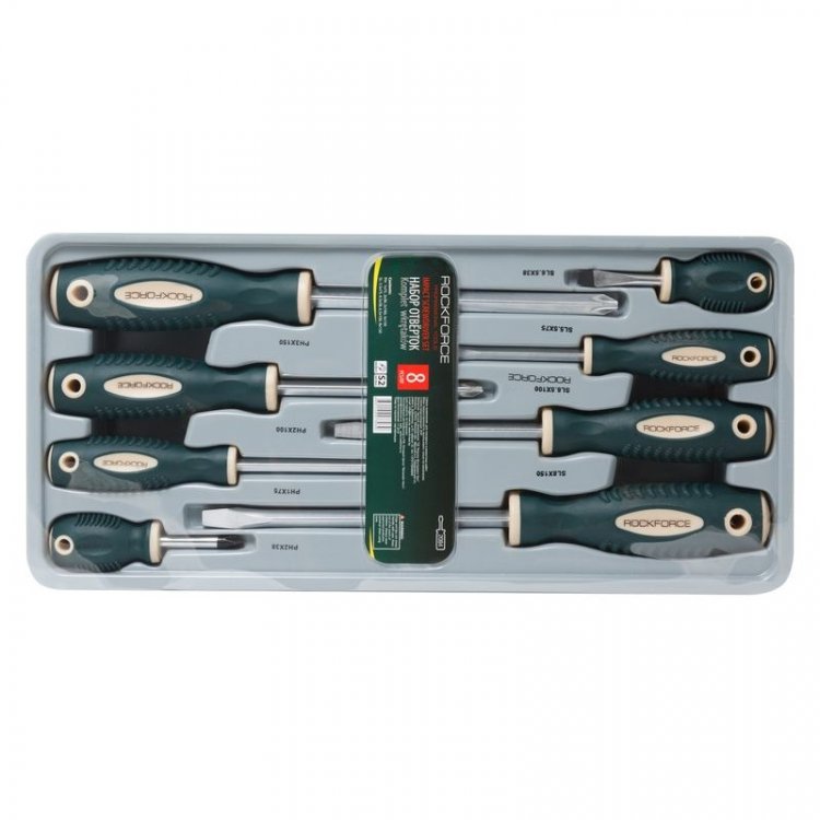 Набор отверток магнитных S2, 8пр.(PH:1х75, 2x38, 2х100, 3х150мм; SL: 5.5х75, 6.5х38, 6.5х100, 8х150мм)в лотке