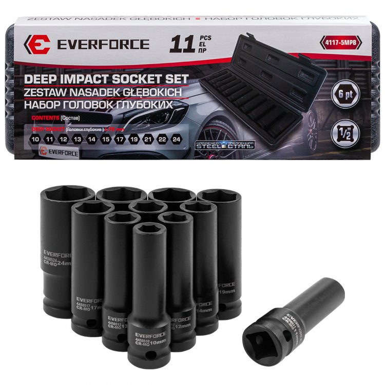 Набор головок ударных глубоких 11пр. 1/2" 6pt Набор головок ударных глубоких 11пр. 1/2" 6pt