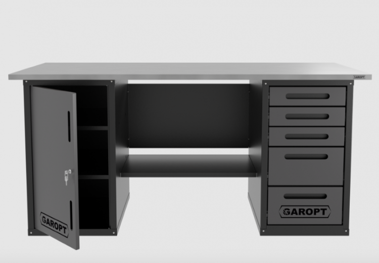 Верстак двухтумбовый дверь/5 ящиков, серый 1800*700 Garopt, GT1800DY5.grey Верстак двухтумбовый дверь/5 ящиков, серый 1800*700 Garopt, GT1800DY5.grey