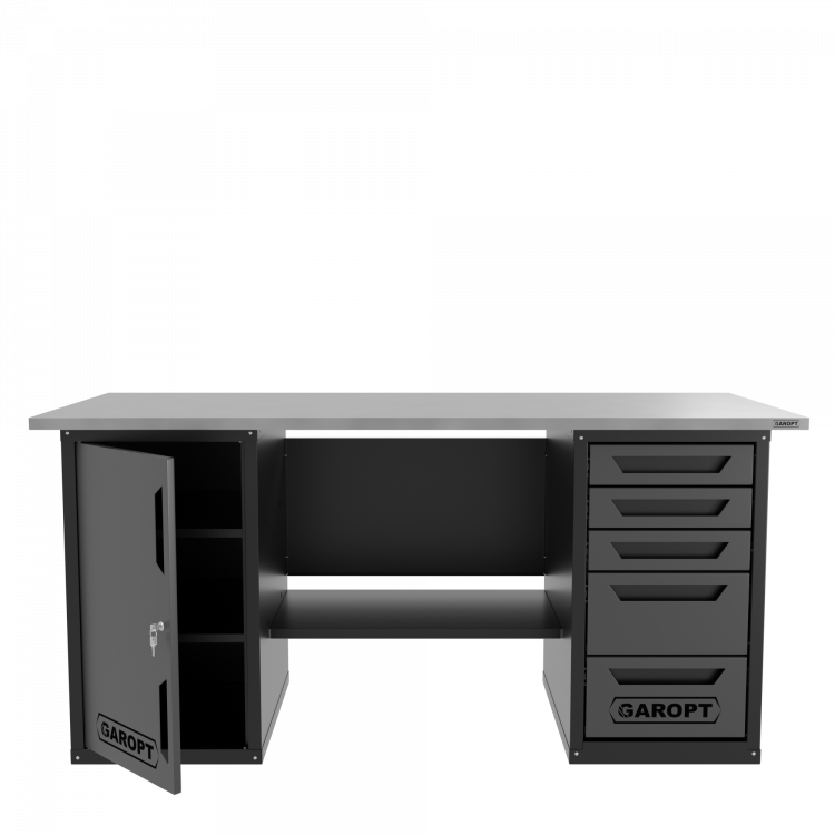 Верстак двухтумбовый дверь/5 ящиков, серый 1800*700 Garopt, GT1800DY5.grey