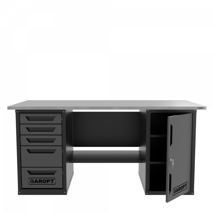 Верстак двухтумбовый дверь/5 ящиков, серый 1800*700 Garopt, GT1800DY5.grey