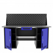Верстак двухтумбовый с экраном и ящиком, синий 1800*700 Garopt, GT1800DDY1PP.blue