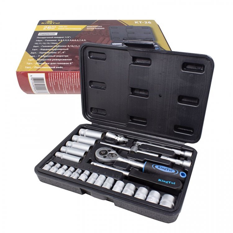 Набор инструментов 26пр. 1/4" (4-14мм, 6-гран.) Набор инструментов 26пр. 1/4" (4-14мм, 6-гран.)